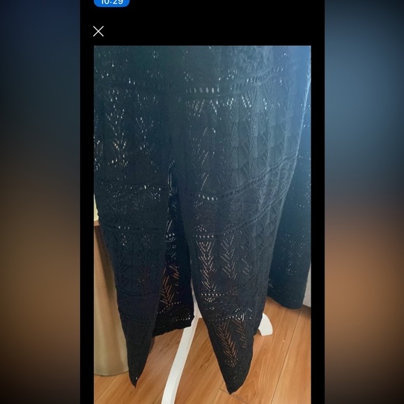 Mango Black Crochet Kimono Tunic Size S - Picture 8 of 11